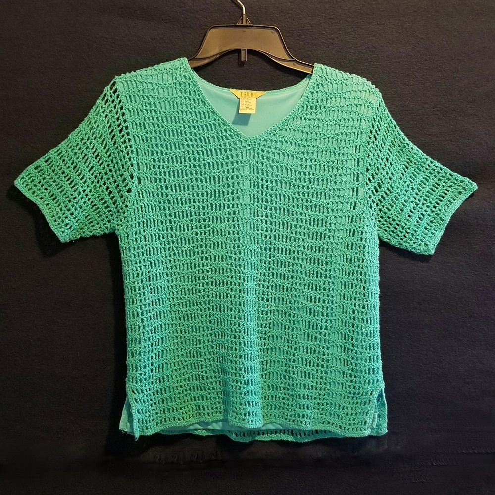 Teddi Petite Top With Crochet Overlay